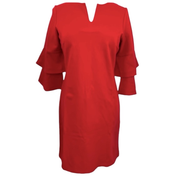 J. McLaughlin Letty Dress NWT Red Bell Sleeve Dress Size Medium - Picture 4 of 12
